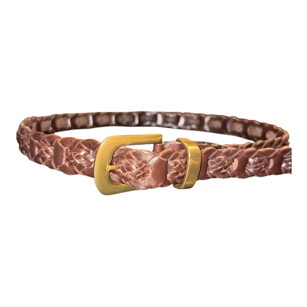 Amiee Lynn Braided Leather Belt Brown w/Brass Buckle Unisex M/L BJ2